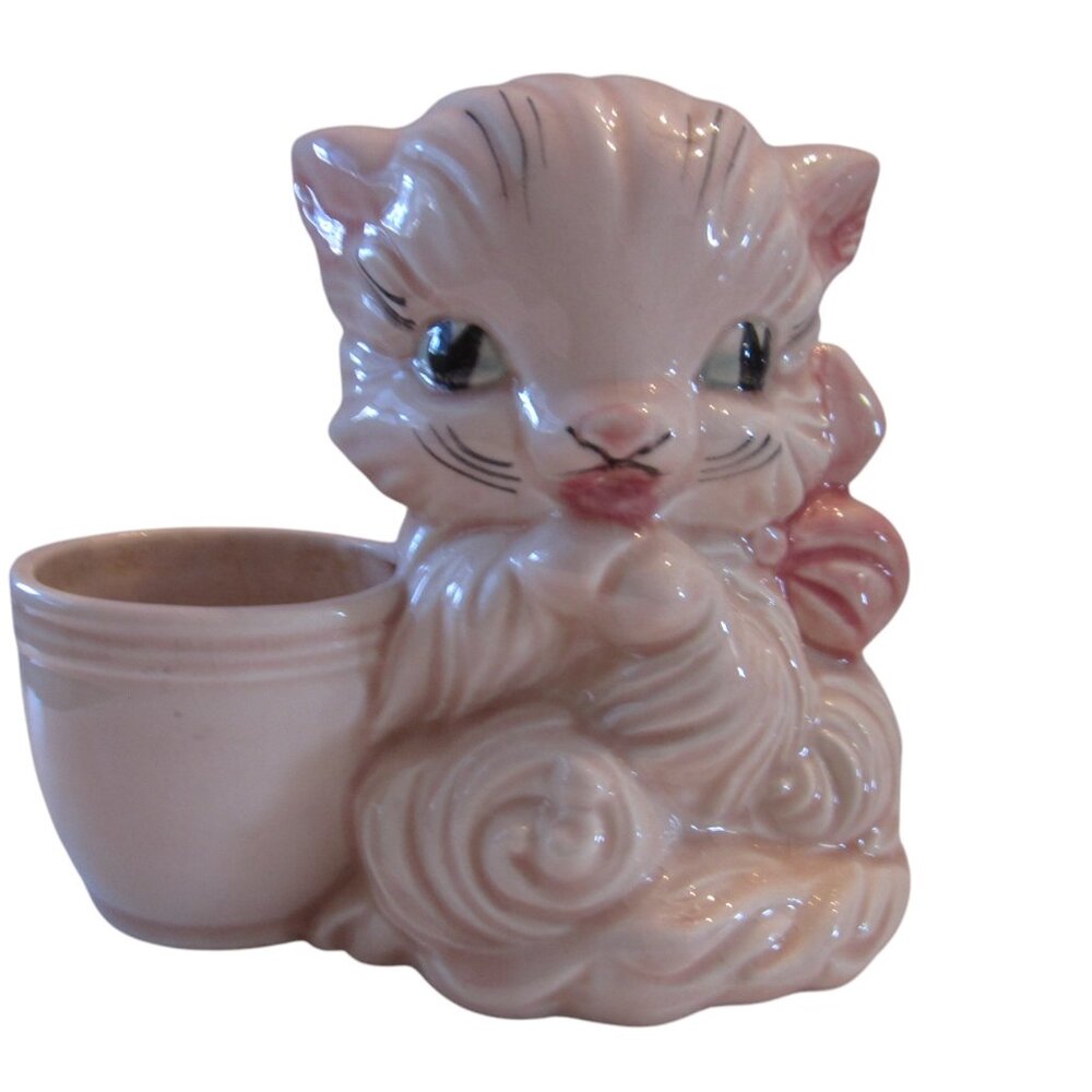 Vintage 50s Pink Kitty Cat Hull Art Pottery Planter USA Made VALENTINE GIFT